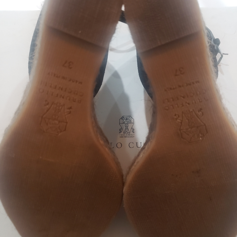 Brunello Cucinelli in box Black and Tan Monelli Wedges - Picture 2 of 5